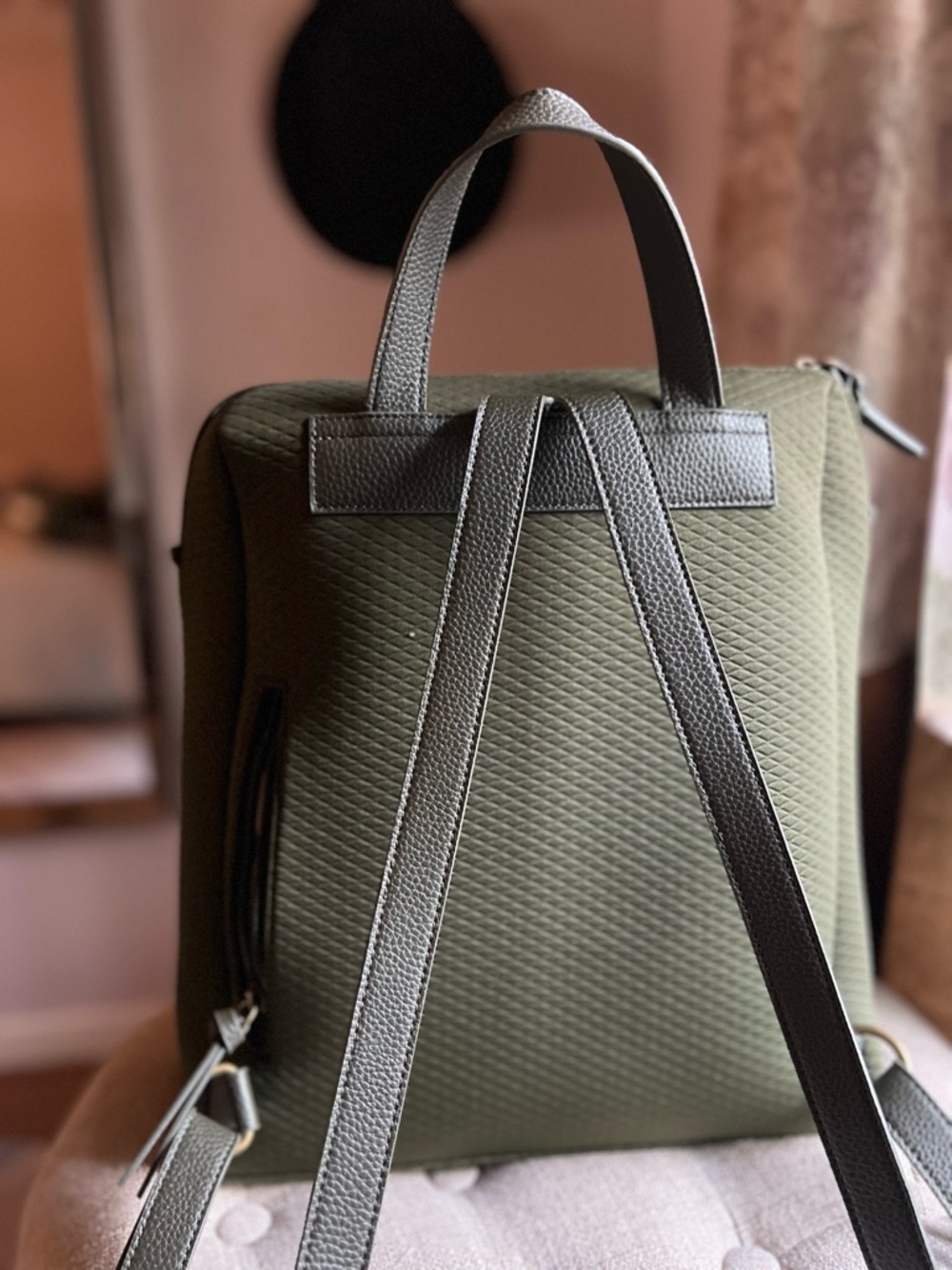 Quilted Olive Green The Sak Backpack - Picture 6 of 13